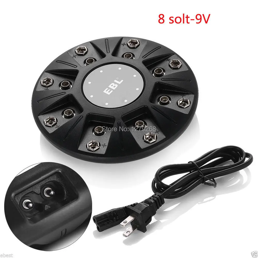 New AC DC 9V 6F22 Rechargeable Battery Charger US Plug EBL 8 Bay Rapid