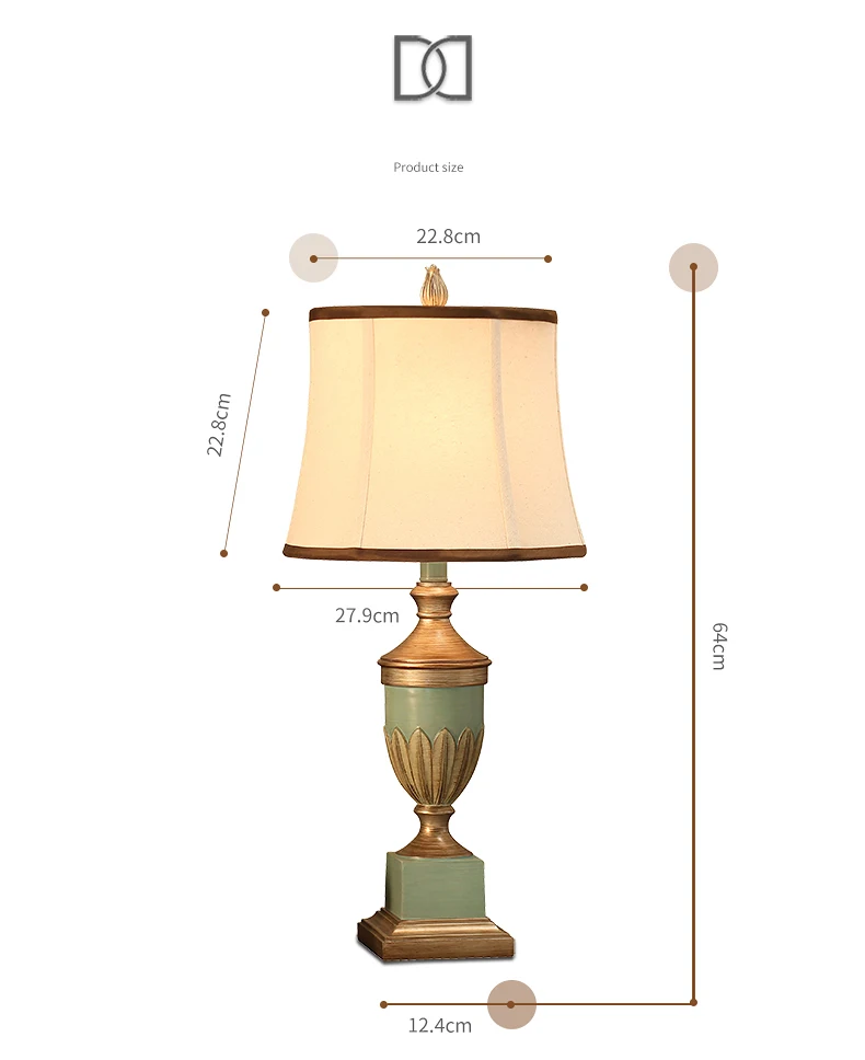 European Antique Bedroom Table Lamps Vintage Table Lamps for Bedroom Resin Light Desk Light Fabric Bedroom Table Lamps abajur