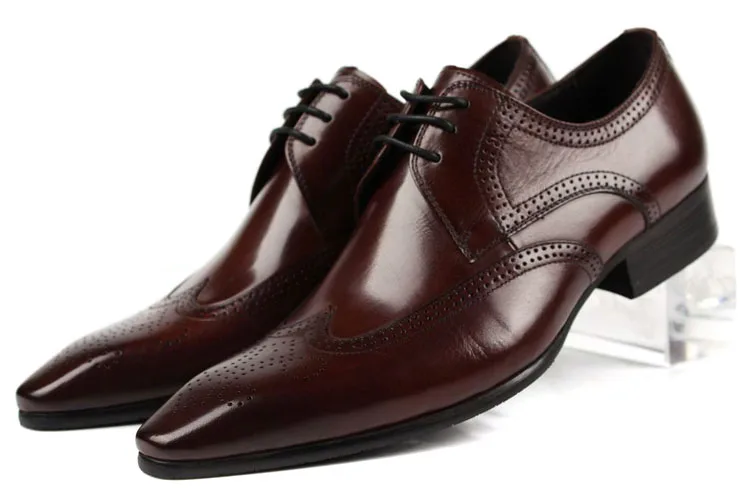 

CLORISRUO Large size EUR45 Black / Brown tan oxfords shoes mens business shoes genuine leather wedding shoes mens dress shoes
