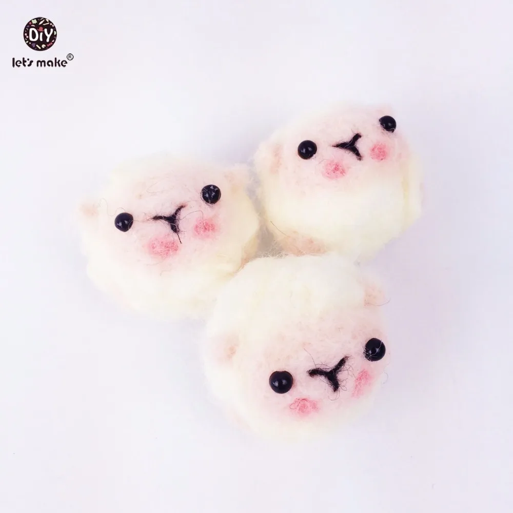 

Let's Make Baby Felt Ball 10PC 3.5cm Wool Cute Sheep Beads Diy Hair Jewelry Decoration Baby Sensory Grasping Toys Gifts Beads