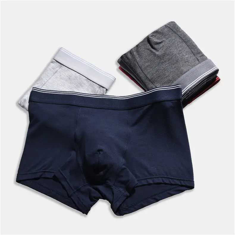 UYEEMU Boxers Men Underwear Modal Mens Boxer Shorts Solid Homme Pull Panties Sexy Male Underpants 3Pcs Lot Gray White Black Gray-09