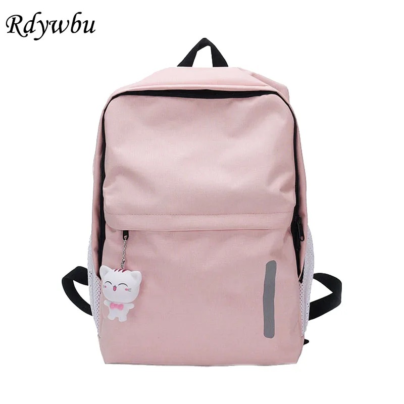 

Rdywbu Reflective Stripe Luminous Backpack With Cat Pendant Girl Casual School Bag Women Big Canvas Laptop Bag Travel Bolsa B243