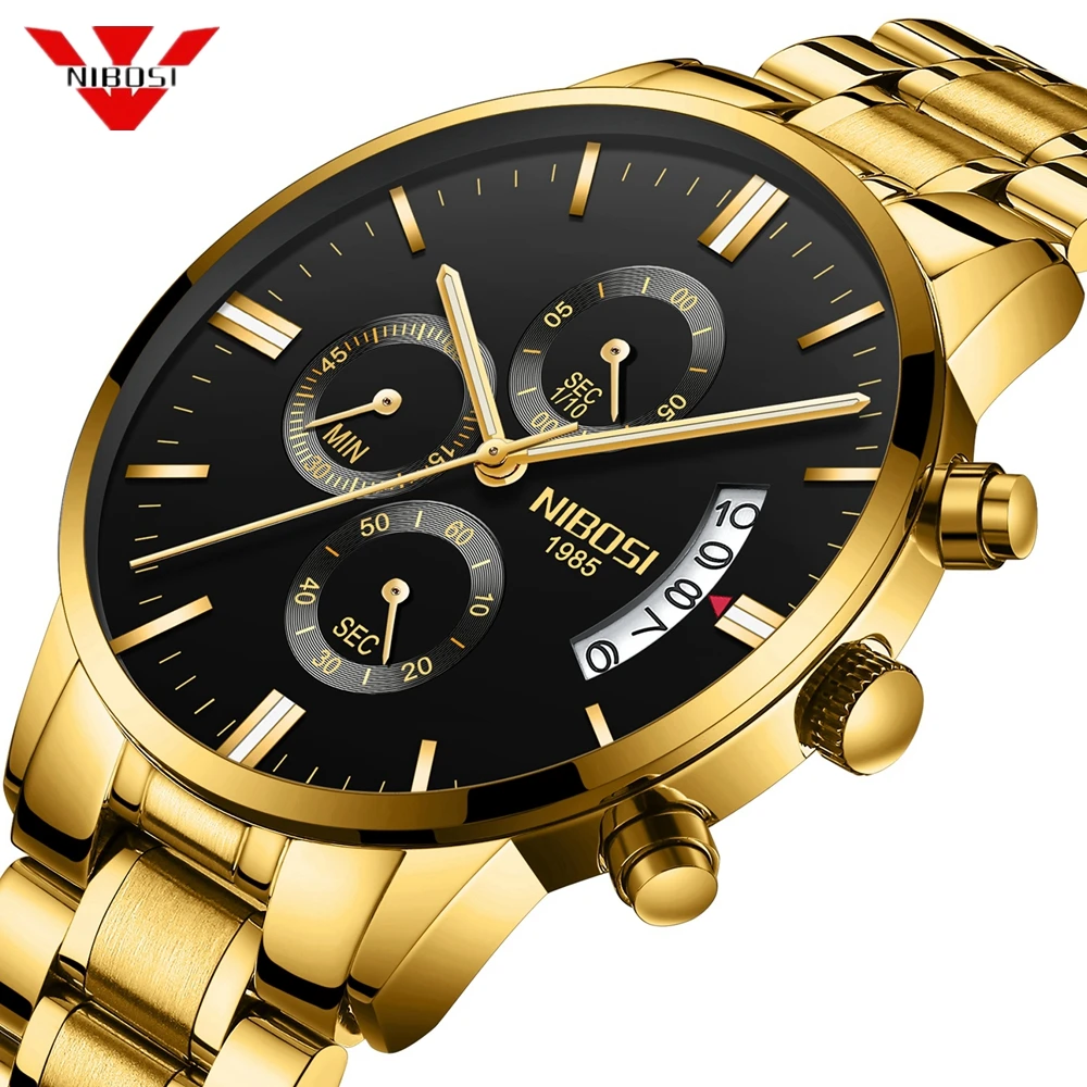 

Men Watch NIBOSI Chronograph Sport Mens Watches Top Brand Luxury Waterproof Quartz Watch Men Gold Clock Men Relogio Masculino