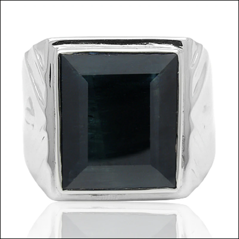 Luxury man sapphire ring 11*13mm natural black sapphire man ring solid 925 sterling silver gemstone ring for man birthday gift