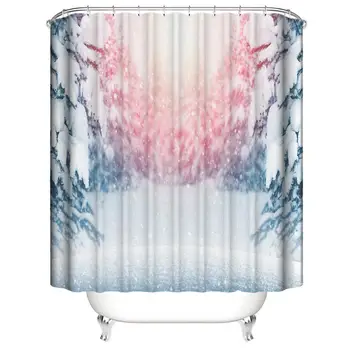 

Art style shower curtain 180x180CM painting Flower rider Couple forest waterproof bathroom shower curtain fabric polyester
