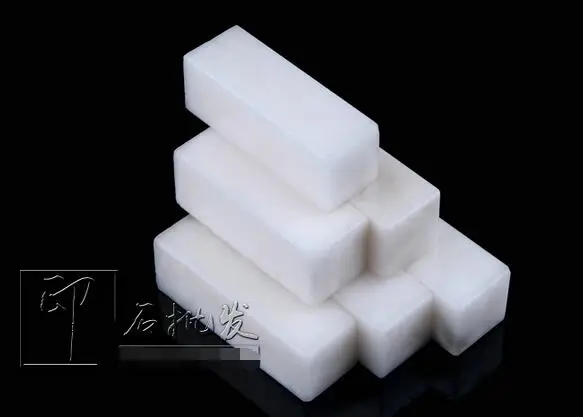 

2.5x2.5*7CM Qinghai Kunlun Freeze Stone Seal With Shape Chapter Wholesale Material Stamped Cutting Material Customized 10pc