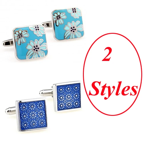 

2 Designs Flower Cufflink Enamel Cuff Link Free Shipping
