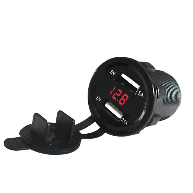 12V Car Motorcycle 3.1A Dual USB Charger Socket Voltage Voltmeter
