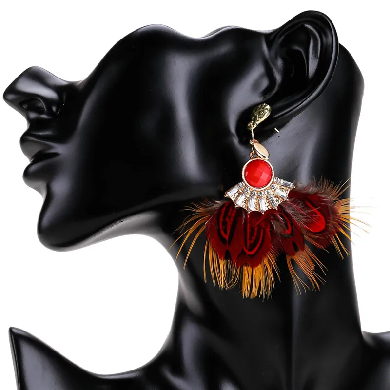 Unique Exaggerated Feather Sector Shape Earring Fashion Handmade Earring For Women Personalized Jewel ET45 (4)