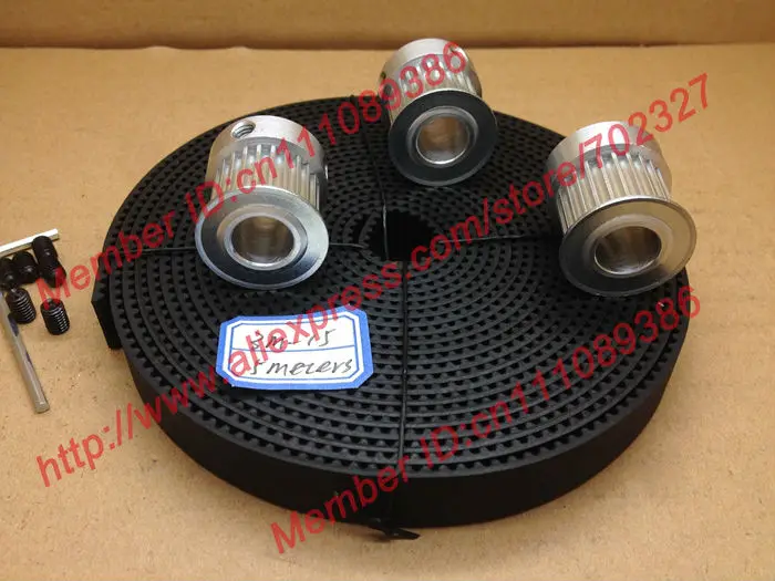 

5Meters 3M timing belt Neoprene width 15mm + 3pcs 24 teeth bore10mm HTD 3M Timing Pulley for laser engraving CNC machines