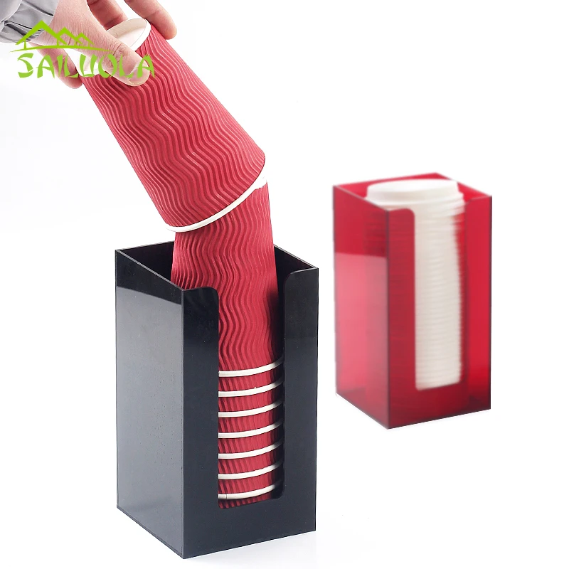 Fishlor Paper Cup Holder Bamboo Paper Cups Holder 13.6 Dispenser Organizer Disposable Cup Holder Rack Stand