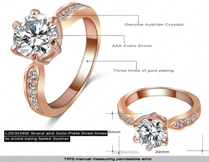 YANHUI модные обручальные кольца для Для женщин Золотой Цвет комплект 2ct CZ Diamant Обручение, ювелирные изделия из драгоценных металлов, украшения для Aneis Bague Anillos YR040