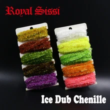 5yards card ice dub chenille yarn for wooly bugger fly tying 5colors assorted sparkling Chenille bass flies fly tying materials набор даббингов hareline trout ice dub