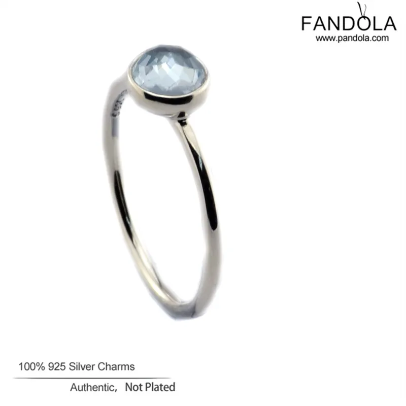 

Аутентичные 925 Серебряное кольцо Aqua синий кристалл марта капли камнях кольцо для Для женщин девушка свадебные украшения