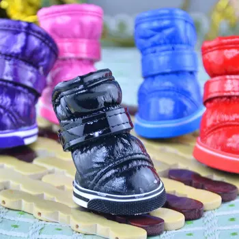 

Fold Mirror Leather Magic Stickers Warm Shoes Winter Mirror Space Leather /Plush Lining Pet Shoes XS-XL