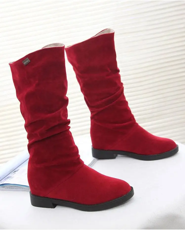 Горячая распродажа осень зима шерстяные леди снег сапоги для женщин свободного покроя botas femiinas замшевые зимние сапоги черные оранжевые коричневые ботинки женщин - Цвет: red