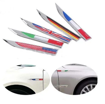 

1Pair Germany Italy England France US National Flag Fender Side Decoration Metal Emblem Badge Decal Sticker Universal
