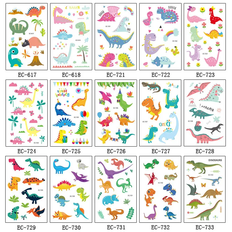 Водонепроницаемый в форме динозавра временные татуировки наклейки для детей мужские поддельные руки Джокер татуировки детские наклейки-татуировки лица татуировки 12X7,5 cm
