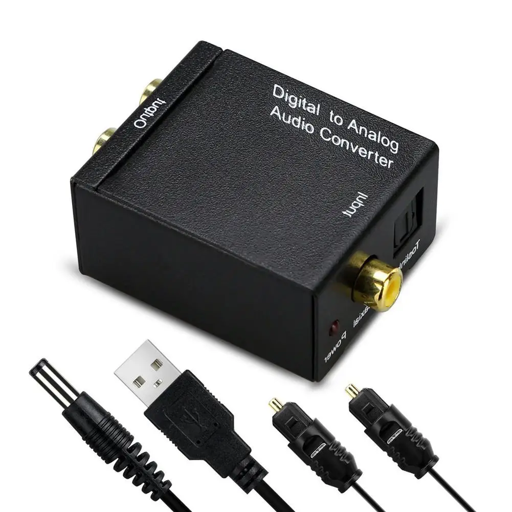 

Black Digital Optical Coaxial Toslink Signal To Analog Audio Converter Adapter RCA Digital To Analog Audio Converter Adapter