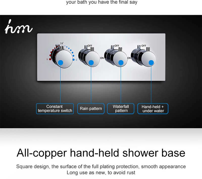 Waterfall LED Shower Faucet Set Contemporary  Bathroom Rain Shower Head  Side Spray  Large Water Flow Bath Valve (21)