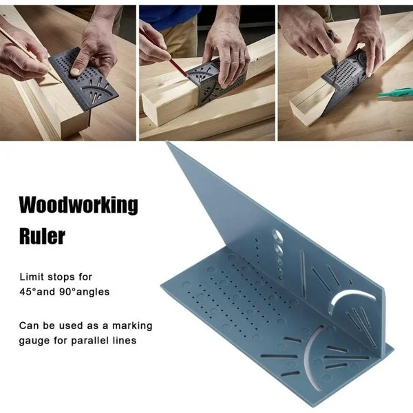 New Arrival Woodworking Gauge Ruler 3D Mitre Angle Measuring Square Measure Tool 45 Degree and 90 D