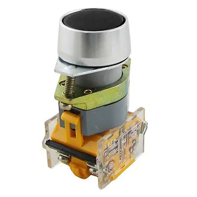

660V 10A Black Round Sign Momentary Press Push Button Switch 22mm 1 N/O 1 N/C