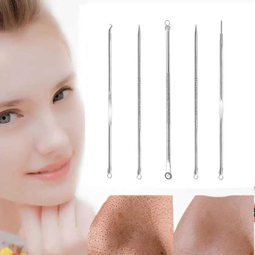 Hot 5pcs Stainless Steel Acne Needle SilverFacial Acne Spot Pimple