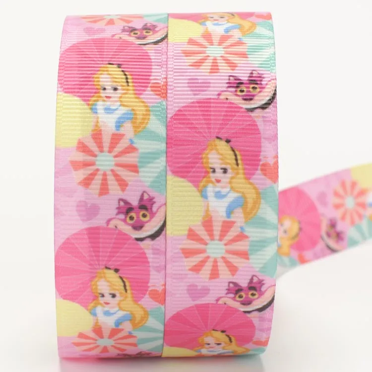 7/8 &quot(22 мм) Красивая Алиса принцесса Печать grosgrain лента бесплатная доставка|printed