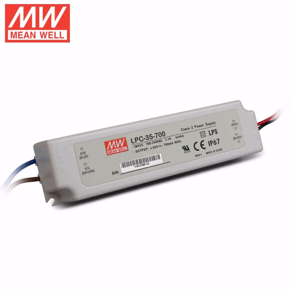 

Mean Well LPC-35-700 35W 700mA LED Waterproof Driver, Single Output Switching Power Supply
