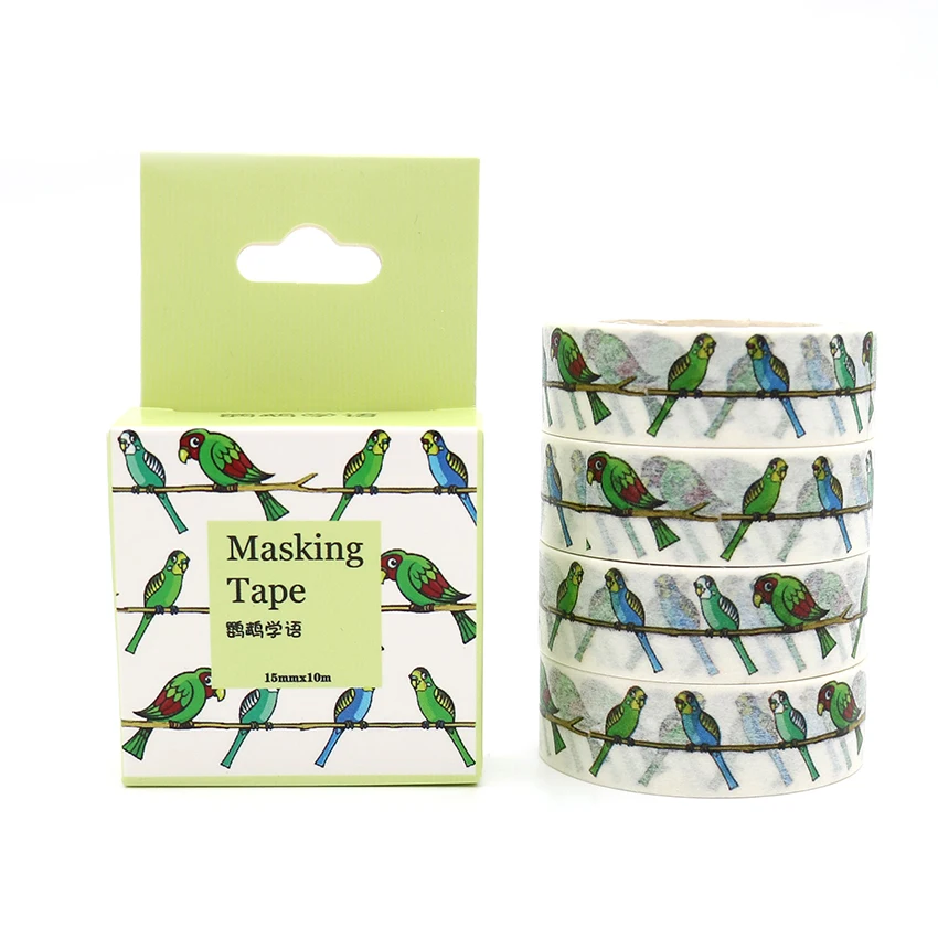 

Box Package Talking Parrot Washi Tape Masking Tape Decorative Scrapbooking Office Adhesive DIY Sticker Label Tape 10m*15mm