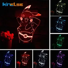 Pikachu 3D Atmosphere 7 Color Changing Lamp Pokemon Go Action Figure visual illusion LED Holiday Christmas Gifts Night Light