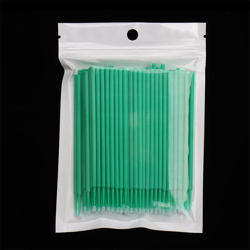 100 шт./пакет одноразовая индивидуальная микро щетка для наращивания ресниц инструменты Удаление ресниц тампон микро щетка инструмент для ресниц - Handle Color: deep green