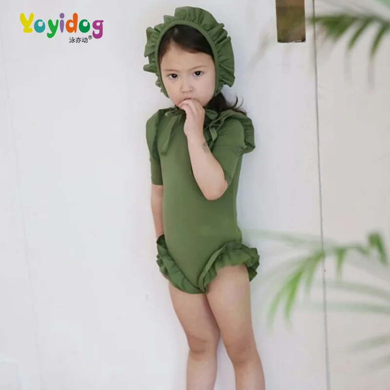 

Swimsuit For Girls Kids 2019 Children's Swimwear Clothes Baby Child Girl Lovely Children Solid Spandex Sierra Surfer