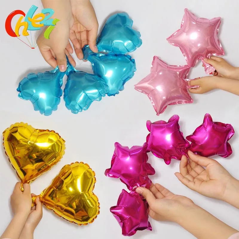 

50PCS 5 inch mini Heart Pentagram Foil balloons Wedding Room Decor baby birthday party Christmas decorations supplies Kids toys