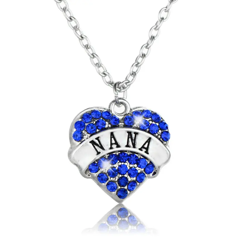 Fashion NANA Gifts Blue Crystal Heart Pendant Chain Necklace Charm