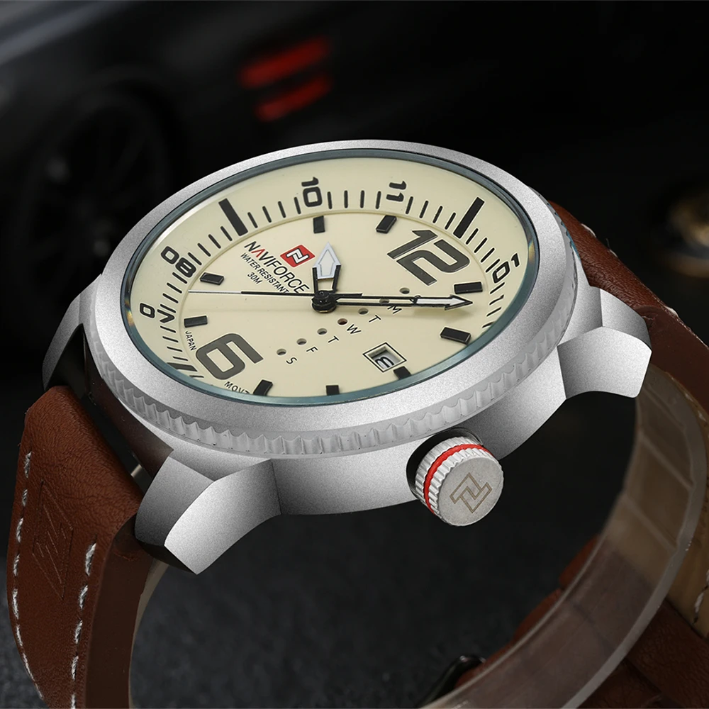 2019 Luxury Brand NAVIFORCE Date Quartz Watch Men Casual Military Sports Watches Leather Wristwatch