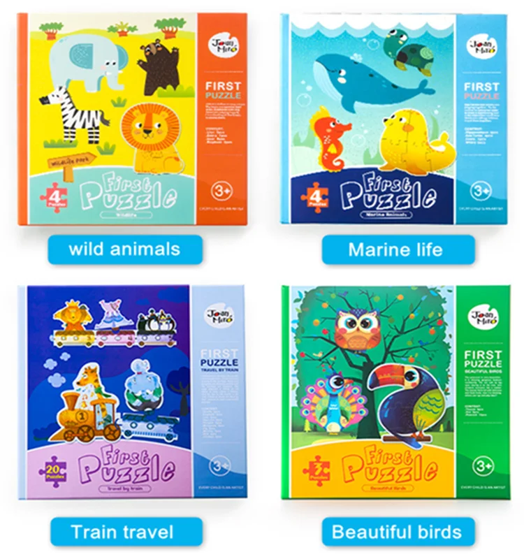 Развивающие игрушки Бумага головоломки игрушки Пазлы для детей animal babies обучающий Монтессори головоломки дошкольнико