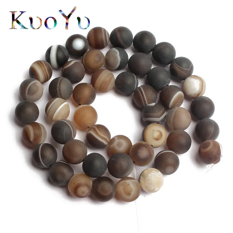 

Dull Polish Matte Dark Brown Striated Agates Round Loose Beads For Jewelry Making DIY Bracelet 15inch Pick Size 4 6 8 10 12 14mm
