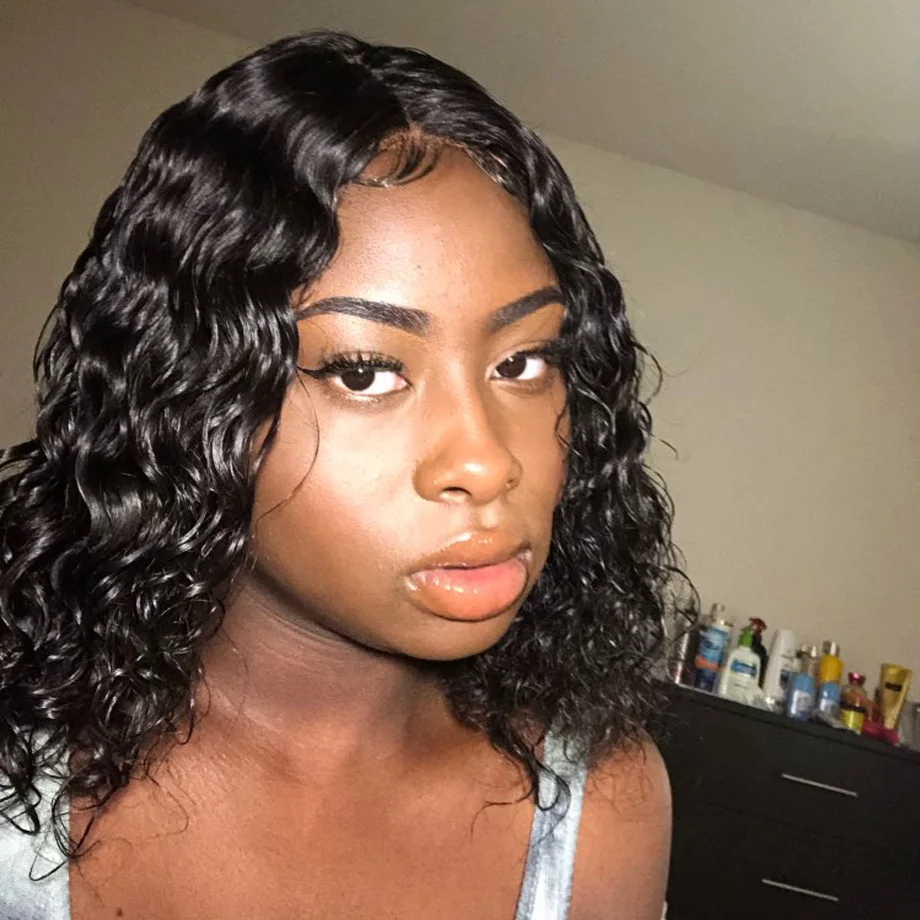 14inch Brazilian Simulation Human Hair Lace Front Wigs Glueless