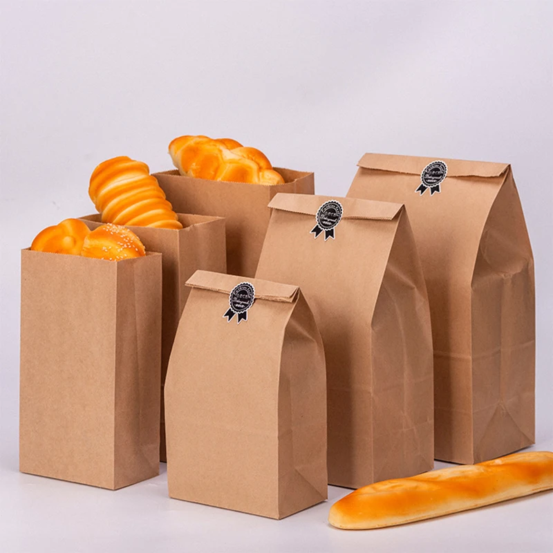 

10pcs Kraft Paper Bags Food Tea Small Gift Bags Sandwich Bread Bags Party Wedding Supplies Wrapping Gift Takeout Take Out Bags