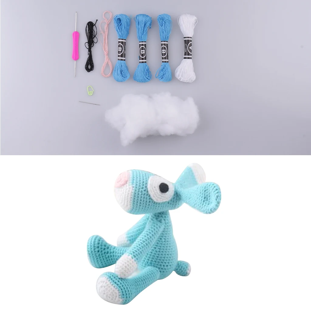 

Animal Amigurumi Crochet Kit DIY Toy Material Package Blue Dog Craft Project