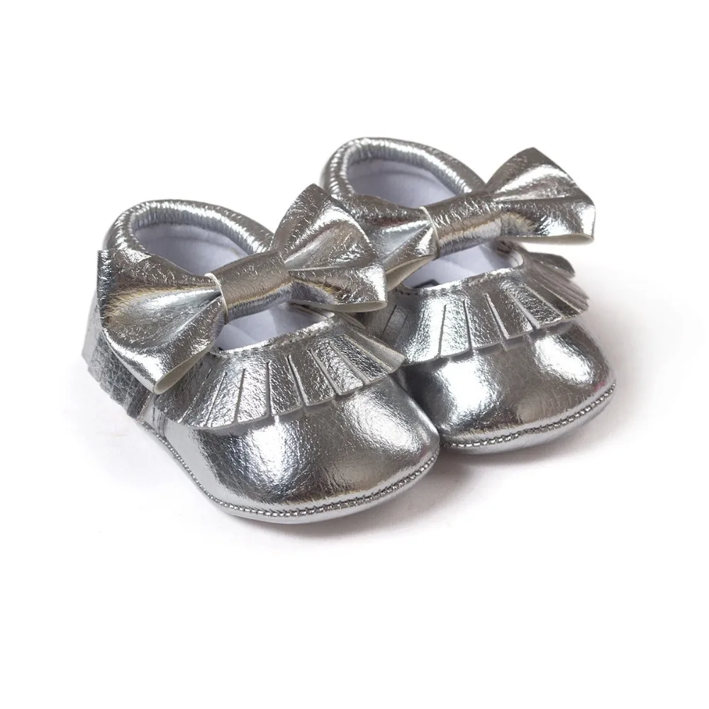 Серебряный для маленьких девочек мальчиков с милым бантом кроссовки обувь детские первые ходунки новорожденный инфантил bebe обувь из