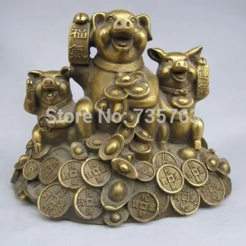 

xiuli 00666 Chinese Vintage Handwork Bronze Carved --- pig