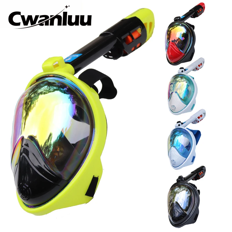 

2019 New Plated Diving Mask Scuba Mask Underwater Anti Fog Full Face Snorkeling Mask Women Men Swimming Snorkel Diving Equipment