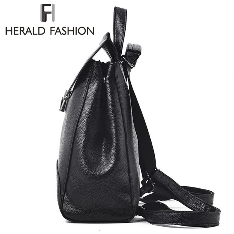 HERALD Модный женский рюкзак качественный кожаный рюкзак повседневный однотонный школьный рюкзак для девочки подростка дорожная сумка через плечо