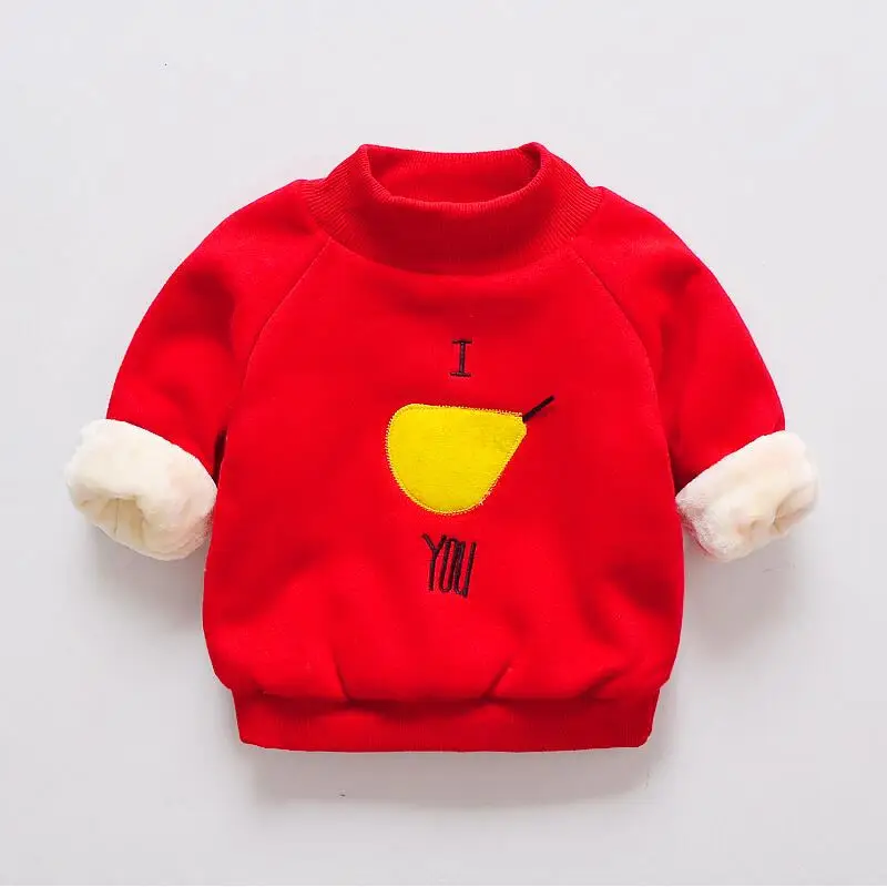BibiCola/осенне-зимний свитер для девочек; плотные спортивные рубашки с героями мультфильмов; повседневные теплые спортивные куртки; модная бархатная верхняя одежда; одежда - Цвет: red