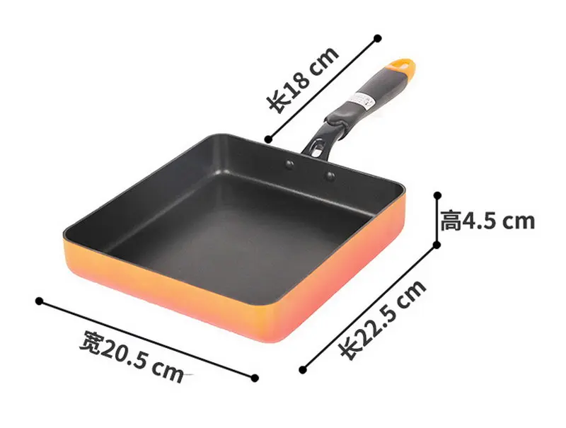 Японская сковорода без дыма с антипригарным покрытием, квадратный толстый яичный горшочек, домашний яичный ролл, мини-Блинные Сковородки - Цвет: Розовый