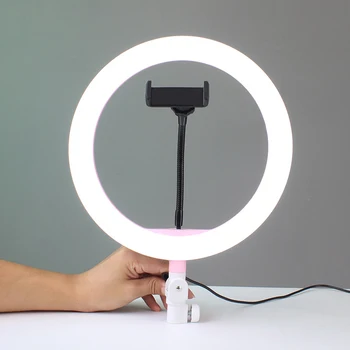 

Photo Studio Photography 26cm/10" Phone LED Fill Ring Light Holder Dimmable 3 Light Modes Makeup Ring Lamp