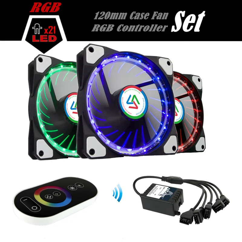 ALSEYE RGB LED Computer Fan with Rf Remote Control Set for PC Case