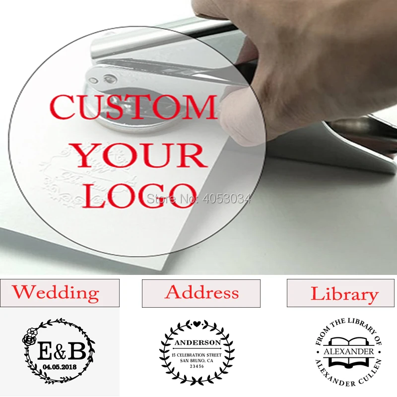 

Custom Embosser stamp ,Persoanlized Logo Embossing Seal Address , From the library of embosser, Wedding Invitations,